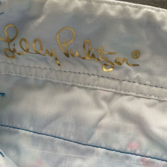 Lilly Pulitzer Callahan Knit Shorts Size 00 Into the Deep Blue Pink Shells EUC - Picture 5 of 6